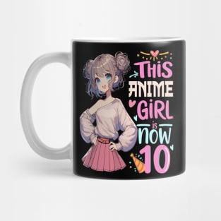 10th Birthday, 10-Year-Old Birthday Girl Birthday Tee, Birthday anime Girl Mug